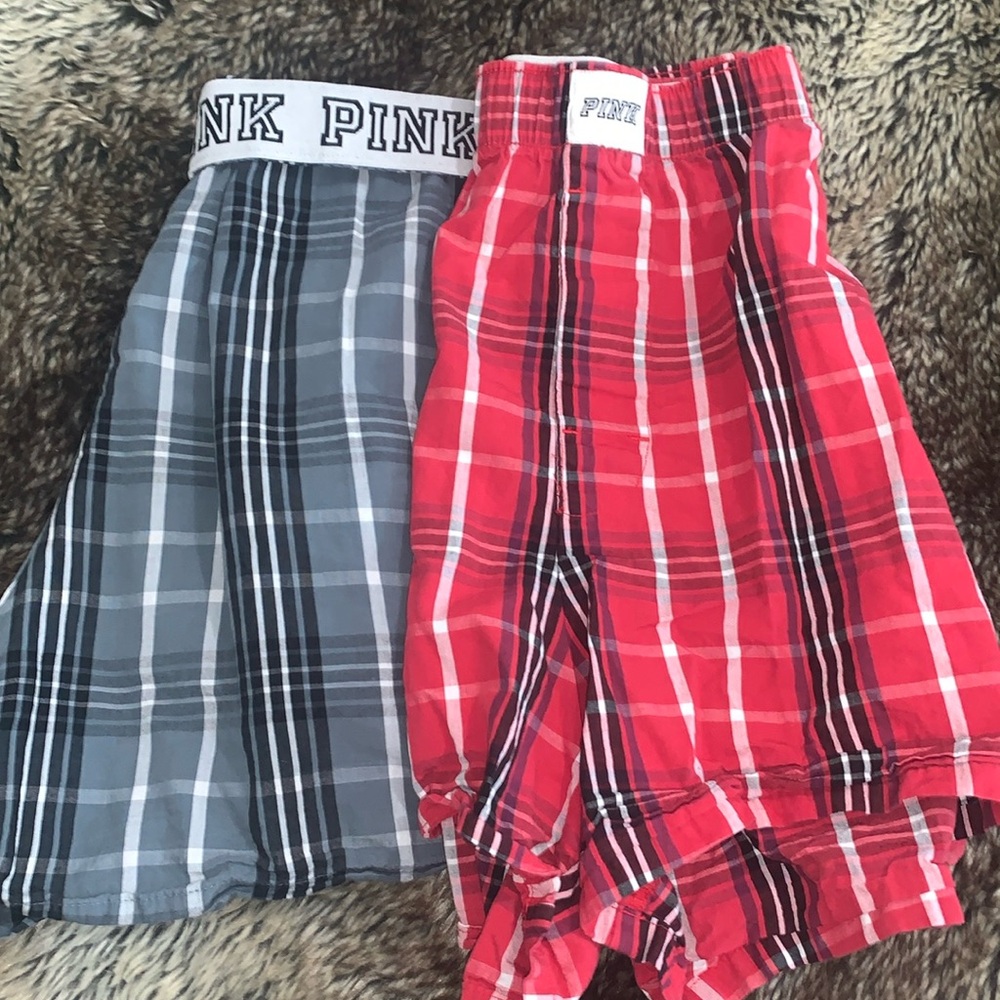 VICTORIA SECRET Pink Sleep Plaid Boxer Bundle